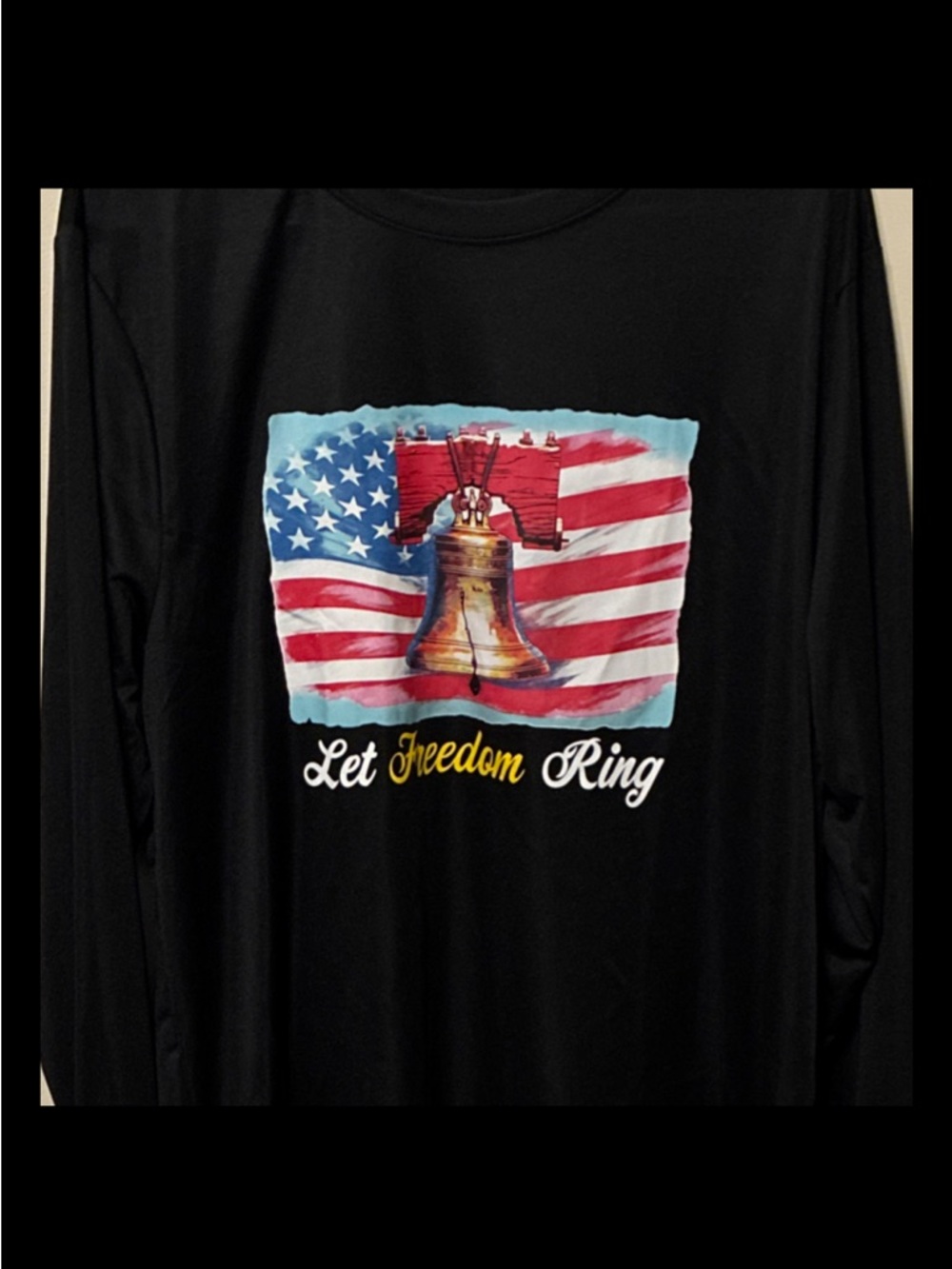 Let Freedom Ring Patriotic Liberty Bell American Flag Black Long Sleeve T-Shirt